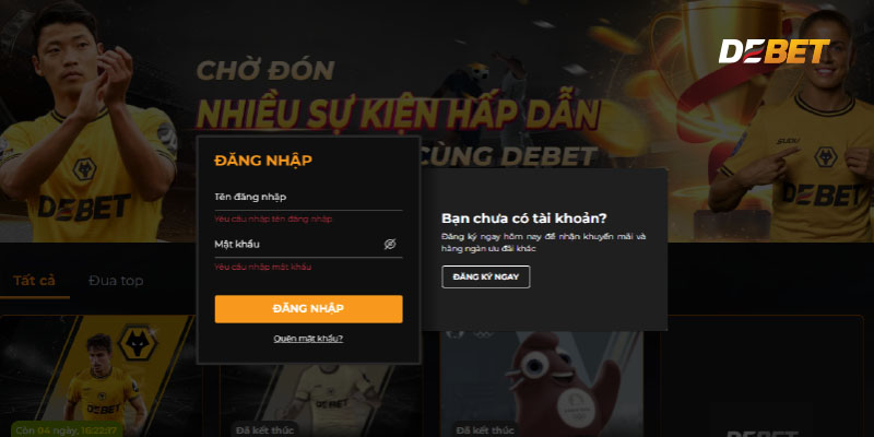 Hướng dẫn đăng nhập tài khoản tại nhà cái Debet.