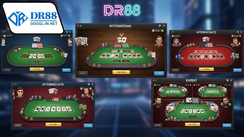 Các cấp độ trong game bài trực tuyến có nhiều cấp độ chơi DR88